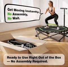 EAST MOUNT 42″ Foldable Mini Indoor Trampoline Rebounder with Handle Black Green