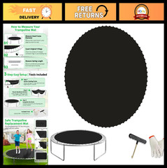Heavy-Duty Replacement Trampoline Mat, UV-Resistant Bounce Pad for 12/14/15ft Ro