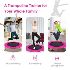 Topbuy 38″ Folding Mini Trampoline Portable Rebounder Trampoline Blue/Pink