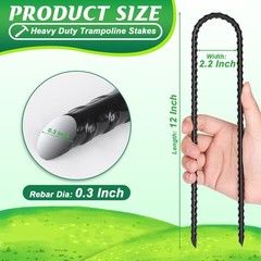 Heavy Duty U Shaped Trampoline Stakes 16 Pack 12 Inch Galvanized Steel