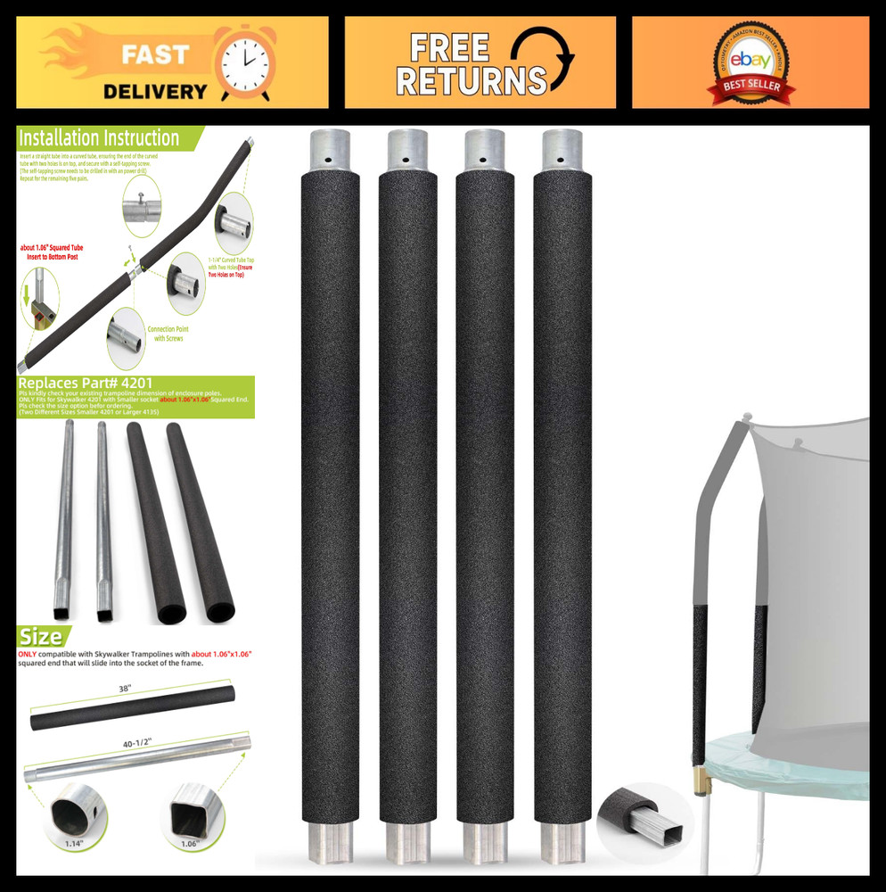 Trampoline Replacement Poles – Galvanized Enclosure for 8ft, 10ft, 12ft, 14ft