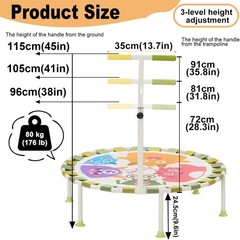 Trampoline Kids Indoor Outdoor Ø101cm, Foldable Fitness Trampoline with Adjustable…