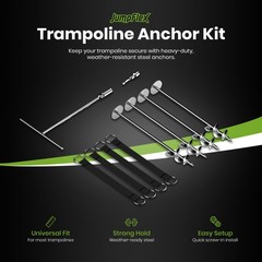 JumpFlex Trampoline Anchor Kit PRO, Heavy Duty Ground Anchoring Metal Stakes Set