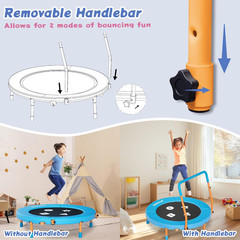 3FT Toddler Trampoline with Adjustable Handlebar – Safe & Foldable Fun!