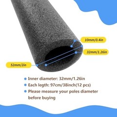 Trampoline Pole Covers 1.26″ Diameter Foam Sleeves, 38″ Protective Tubes, Set of
