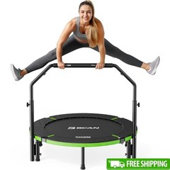 Ultra Stable Trampoline W/ Adjustable Handle Supports 330Lbs Quick Assembly New