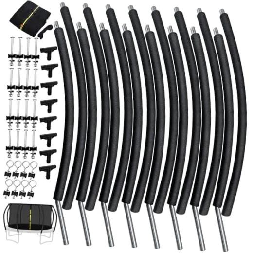 12Ft 8 Pcs Trampoline Curved Poles Replacement with Enclosure Net, Trampoline