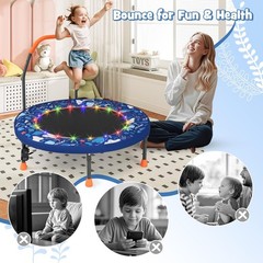 36” Toddler Trampoline W/ Lights Folding Springless Small Kids Rebounder