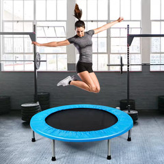 38 In. Blue Folding Mini Trampoline Fitness Rebounder with Safety Pad