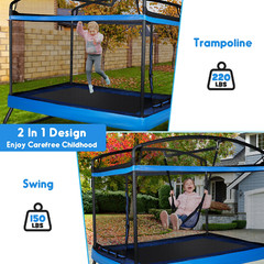 6FT 3-in-1 Kids Trampoline with Swing & Safety Enclosure for Indoor/Outdoor Use