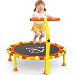 38” Toddler Trampoline,150lbs Capacity Mini Trampoline for Kids Orange Yellow