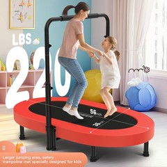 ANCHEER 56″ Double Mini Trampoline for Kids, Mini Rebounder with 5-Level