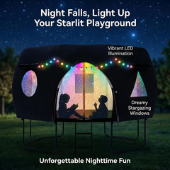 12FT Trampoline round Tent(Tent ONLY) Fits 12FT Frame 8 Curved Poles with LED Li