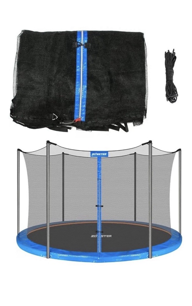 Trampoline Replacement Safety Enclosure Net 15 ft, 6 Straight Poles Round Frame