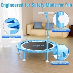 40 Inch Mini Trampoline Adjustable Handle Indoor Rebounder 330lbs Foldable Adult