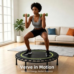 40″ Bungee Rebounder Trampoline Adults 460LBS Low Impact Quiet Foldable Workout