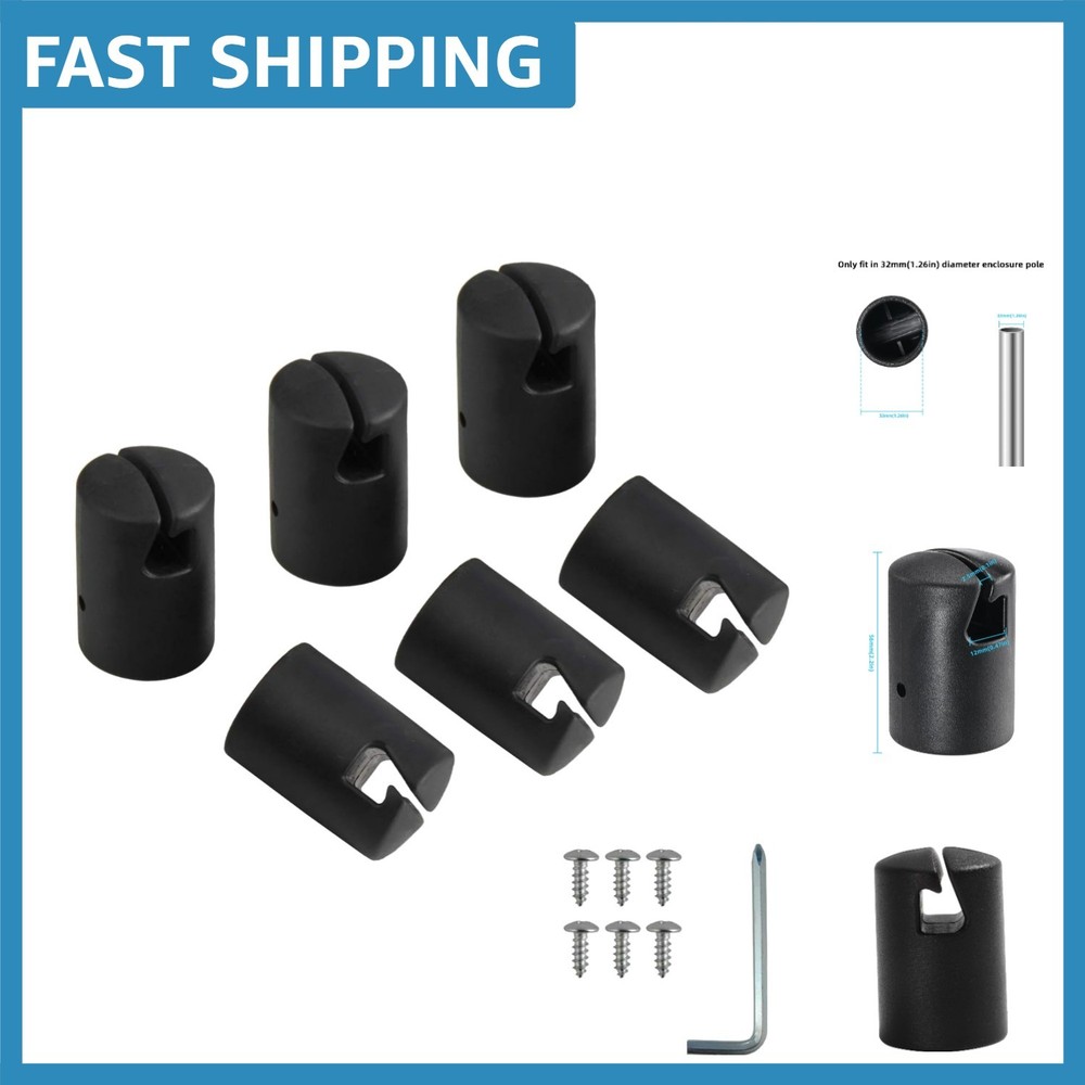 Black Trampoline Pole Cap Set for 1.26in Enclosure Poles – Easy Installation