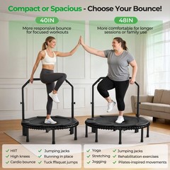 BCAN 40″Mini Rebounder Trampoline for Adults with Bar&Bungee, Fitness Trampoline