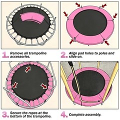 Small Trampoline Pad, Round Spring Replacement Cover, 4.6 FT Pink-4.6 FT / 55″