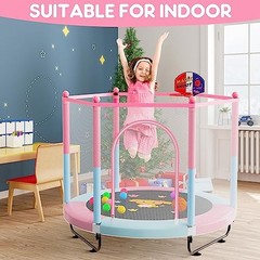 60″ Trampoline for Kids, 5 FT Indoor & Outdoor Toddler Baby 5FT Pink/Blue