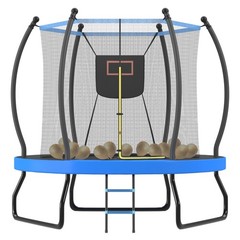 8ft 10ft Trampoline with Basketball Hoop & Ladder Outdoor Backyard Trampolines