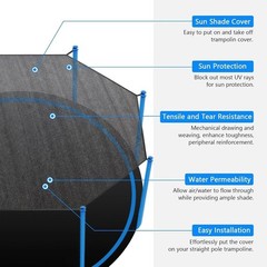 Water-Drainable Trampoline Shade Cover for 8FT-16FT – Ideal for Summer Fun