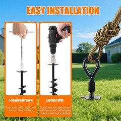Ground Anchors Screw in – 4 Pack Ground Anchors with Power Nut and Tool,Swing…