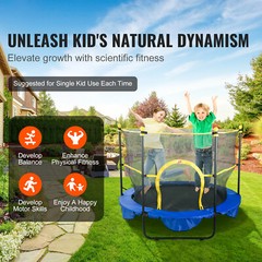 VEVOR 5FT Trampoline for Kids Toddler Trampoline & Enclosure Net Basketball Hoop