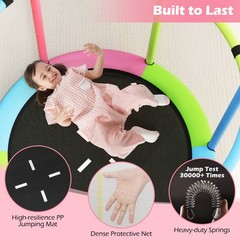 6-in-1 Kids Trampoline Combo 55″ Toddler Play Activity Center w/Hammock Pink