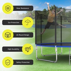 8FT/10FT/15FT/16FT Trampoline Safety Net Replacement Protection Enclosure Net