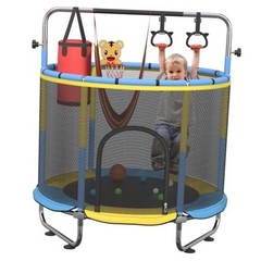 60″ Trampoline for Kids, 5FT Mini Indoor and Outdoor Toddler Yellow&Blue