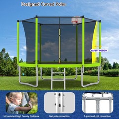 10ft Trampoline with Ladder Adults Kids Outdoor ASTM Approved Safety Trampolines