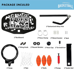 Basketball Hoop for Trampoline, Fits Straight and Curved Pole Trampoline Basketb