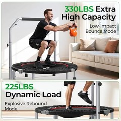 SP2 40/48″ Foldable Mini Trampoline Max Load 330lbs/440lbs, 40-inch Black