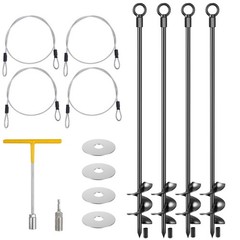 4 Pcs 30″ Ground Anchors Shed Anchors Kit Heavy Duty 12mm Solid Steel, Triple…