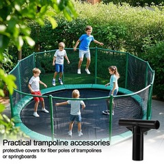 6pcs Trampoline Pole Covers & T-Tube Connectors, Black Plastic End Caps for Net