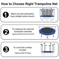 Trampoline Safety Net 6FT 8FT 10FT 12FT 14FT 15FT 16FT Round Trampoline Repla…