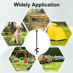 15 In. Heavy Duty Spiral Trampoline Anchor Stake Kit Ground Anchors for Garden S