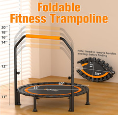 Mini Trampolín Plegable 40/48″ Fitness con Cuerdas Elásticas, Soporta 330 lb