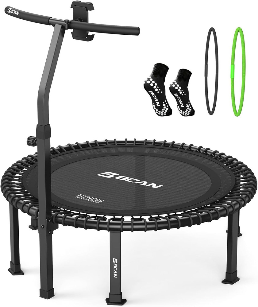 BCAN 40″ Soft Land Pro Fitness Rebounder Trampoline, 500 Lb Capacity, Adjustable