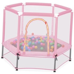 55″ Indoor/Outdoor Kids Jumper: Safety Enclosure Net, Ball Pit Included | Pink