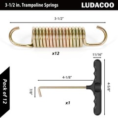 Heavy Duty 3.5″8.5″ Trampoline Springs with Hooks & THook Tool, 1248 Pack
