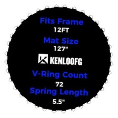 Trampoline Replacement 12FT|127″Dia|72 V-Rings|Fits 5.5″ Springs Length Black