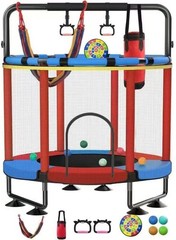 Trampoline for Kids, Upgrade Full Anti-Rust 440lbs Indoor 60 A1-Blue Red Red