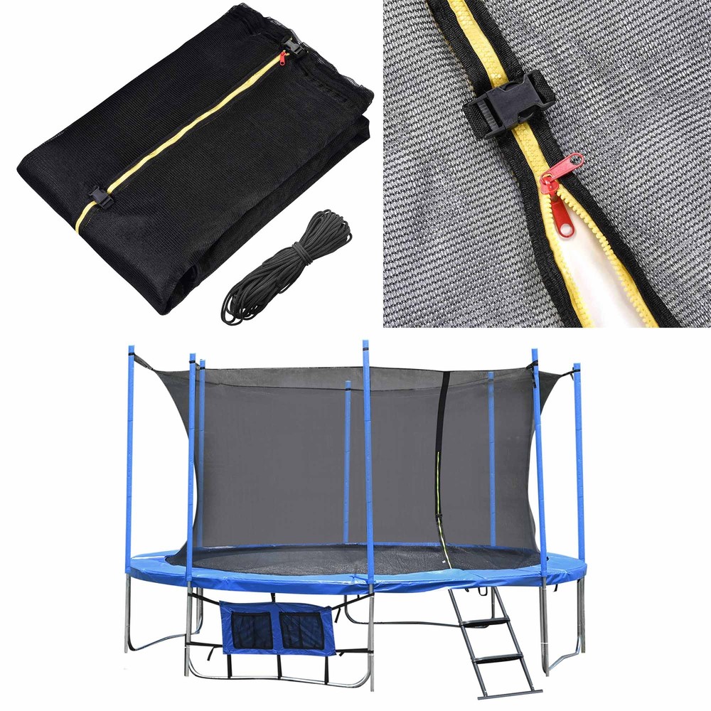 Yescom Trampoline Round Enclosure Net 15Ft 8 Pole Fence Mesh Fits All Brands