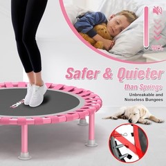 Foldable Mini Trampoline, 40″ Rebounder Trampoline for Adults & Kids, Pink
