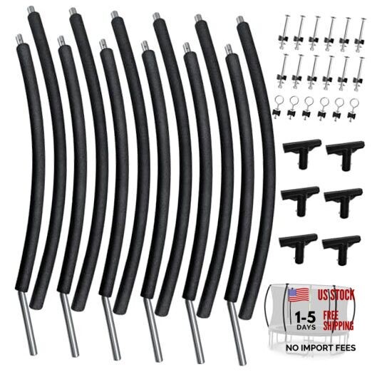 6 PCS Trampoline Curved Pole Replacement, Universal Curved Enclosure Net Poles