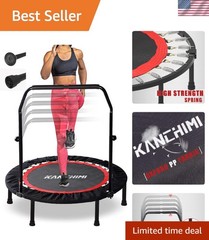 40″ Folding Fitness Rebounder Trampoline – 330lbs Max with Adjustable Handle