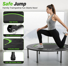 Mini Trampolín Fitness Plegable 40″ con Cuerdas Elásticas, Soporta 330 lb, Nuevo