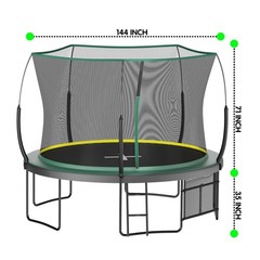 12ft Springfree No Gap Trampoline with Safety Net – Green